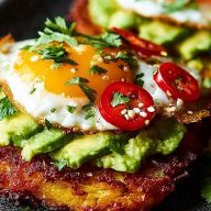 Avocado Hash Brown Toast with a Spicy Kick