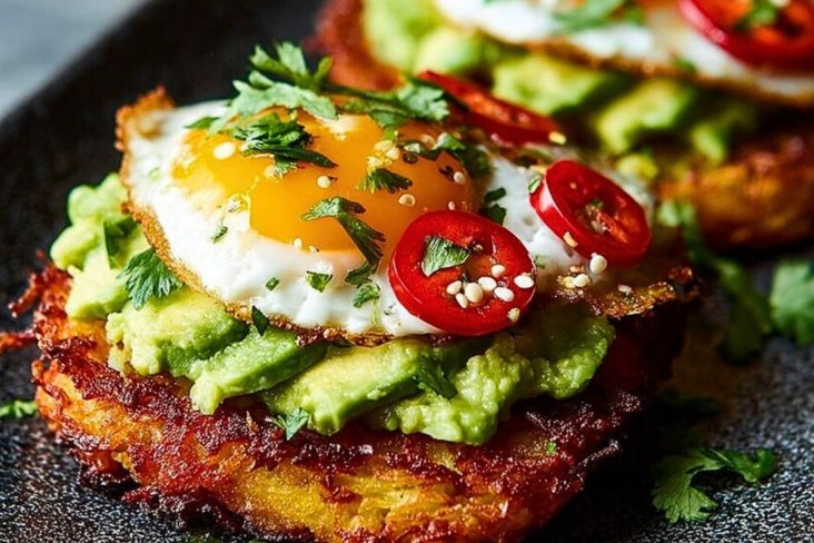 Avocado Hash Brown Toast with a Spicy Kick