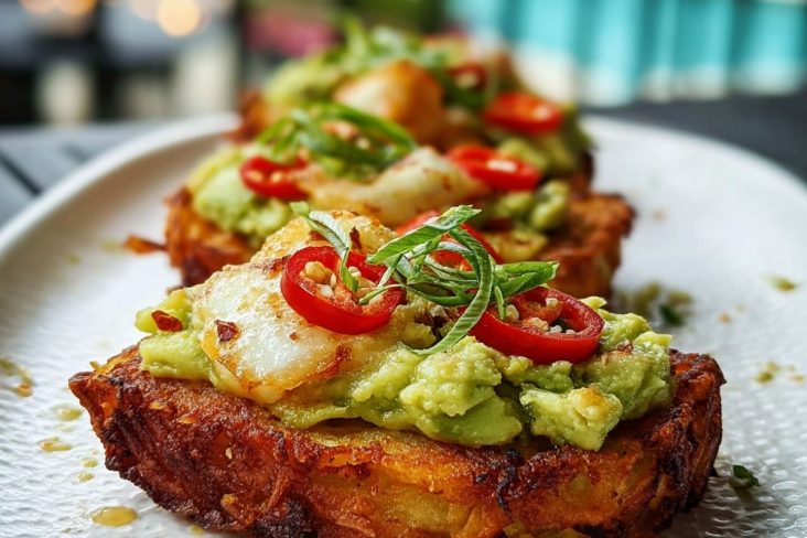 Avocado Hash Brown Toast with a Spicy Kick