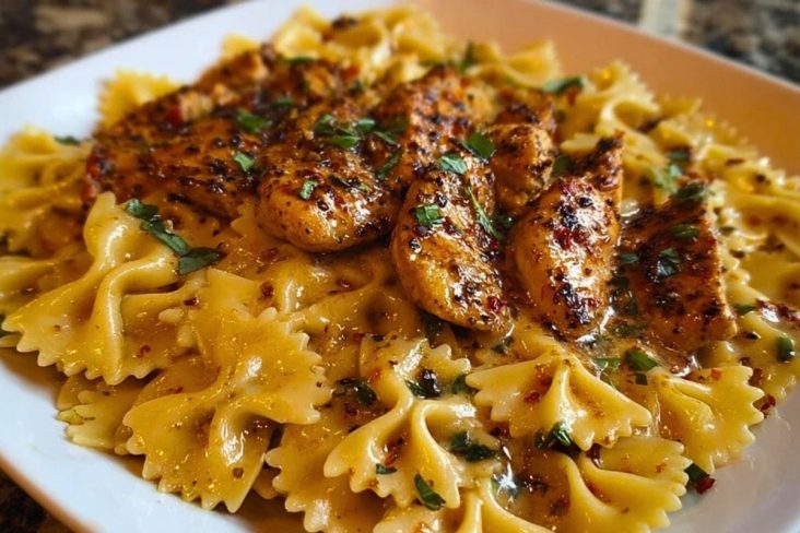Bowtie Pasta with Creamy Cajun Chicken and Mozzarella Cheese Sauce