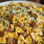 Cajun Cream Cheese Alfredo Bowties with Spiced Ground Beef