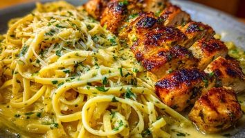 Garlic Butter Chicken with Velvety Parmesan Linguine