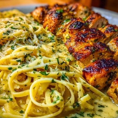 Garlic Butter Chicken with Velvety Parmesan Linguine
