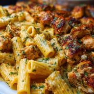 Cheesy Rigatoni with Garlic Parmesan Chicken