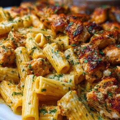 Cheesy Rigatoni with Garlic Parmesan Chicken