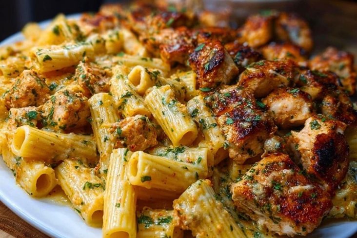 Cheesy Rigatoni with Garlic Parmesan Chicken