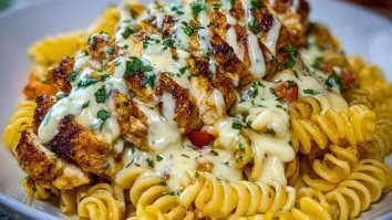 Creamy Cajun Chicken Rotini with Garlic Mozzarella Sauce