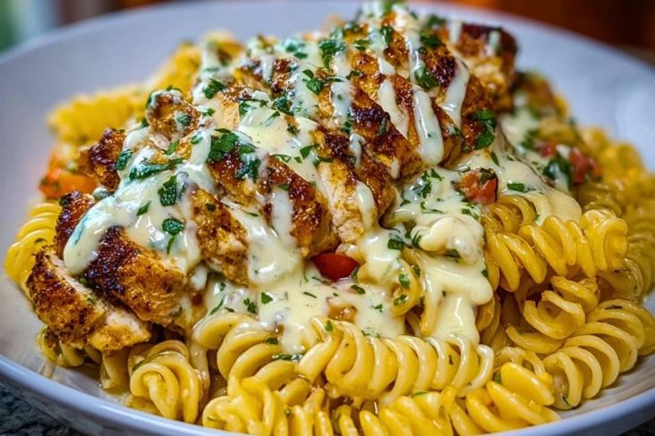 Creamy Cajun Chicken Rotini with Garlic Mozzarella Sauce