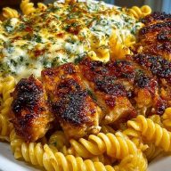 Creamy Velveeta Chicken Rotini with Mozzarella Garlic Sauce