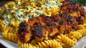 Creamy Velveeta Chicken Rotini with Mozzarella Garlic Sauce