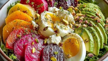 Elegant French Beet and Avocado Salad with Creme Fraiche and Pistachios