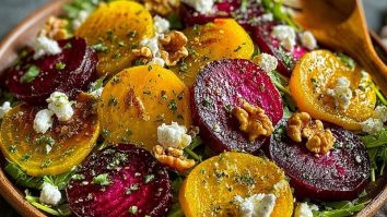 Golden Beet Salad with Goat Cheese and Walnuts