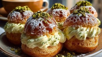 Irresistible Pistachio Cream Puffs That Melt in Your Mouth