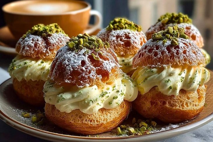 Irresistible Pistachio Cream Puffs That Melt in Your Mouth