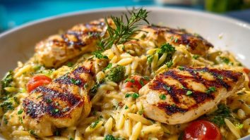 Mediterranean Creamy Chicken Orzo