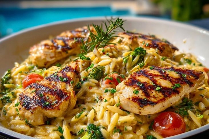 Mediterranean Creamy Chicken Orzo