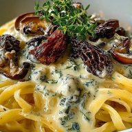 Morel Mushroom Pasta in Creamy Sauce