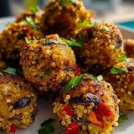 Mushroom Quinoa and Red Pepper Veggie Balls