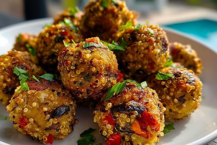 Mushroom Quinoa and Red Pepper Veggie Balls