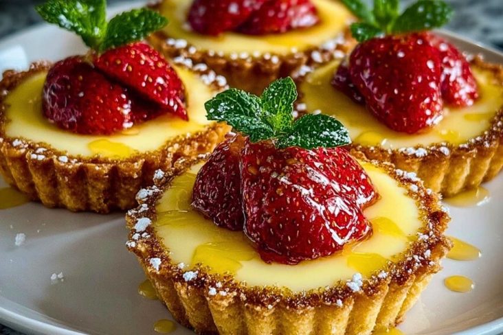 Spring Bliss: Strawberry Honey Custard Tarts with Tangy Lemon Drizzle