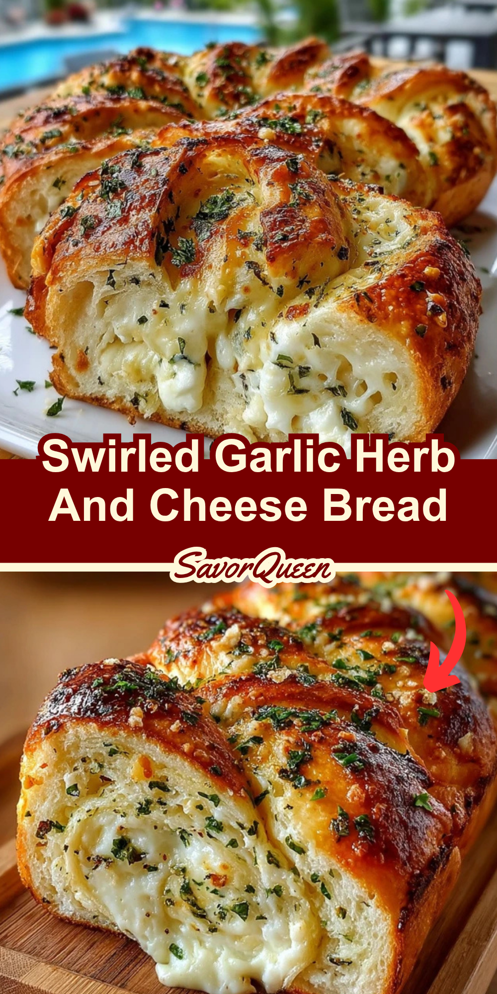Swirled Garlic Herb And Cheese Bread