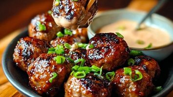 Tender Korean BBQ Meatballs with Spicy Mayo Dip