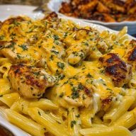 Velveeta Chicken Penne in Creamy Mozzarella Garlic Cheese Sauce