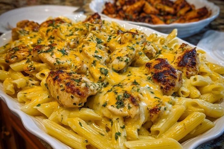 Velveeta Chicken Penne in Creamy Mozzarella Garlic Cheese Sauce