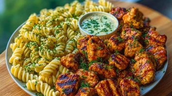 Cajun Chicken Bites with Creamy Garlic Herb Alfredo Twists 1