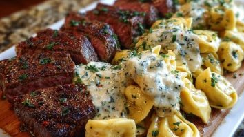 Cajun Garlic Butter Steak with Cheesy Alfredo Tortellini