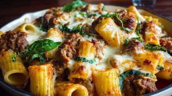 Cheesy Beef and Italian Sausage Rigatoni in Garlic Butter Sauce 1