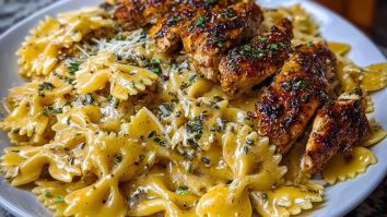 Cheesy Garlic Cajun Chicken Bowtie Pasta in Alfredo Sauce