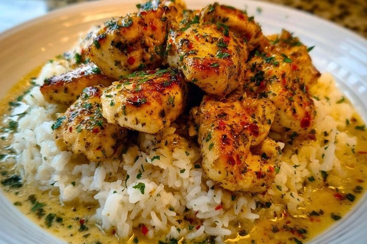 Chicken Scampi with Creamy Garlic Parmesan Rice