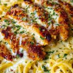 Chicken Smothered in Cheesy Alfredo Three-Cheese Spaghetti Sauce 1