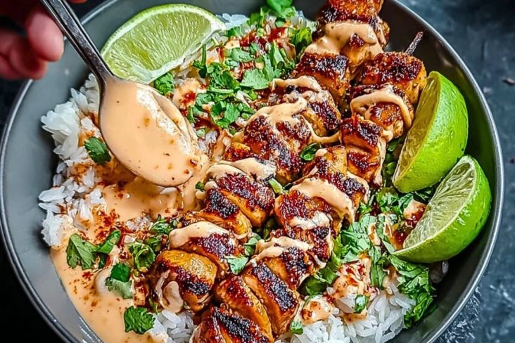 Chili Chicken Bowl with Coconut Lime Drizzle 1