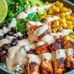 Chipotle Chicken Bowl with Black Beans, Corn, & Creamy Sauce