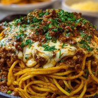 Creamy Cajun Beef Spaghetti with Three-Cheese Parmesan Sauce
