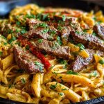 Creamy Cajun Butter Tender Steak Pasta Skillet 1