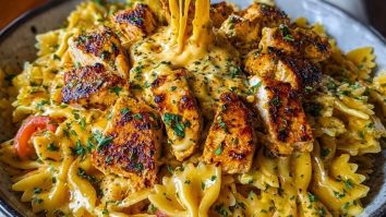 Creamy Cajun Chicken Bowtie Pasta with Garlic Cheese Sauce