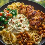 Creamy Cajun Chicken Pasta with Whipped Roasted Garlic Feta & Crispy Chickpeas 1