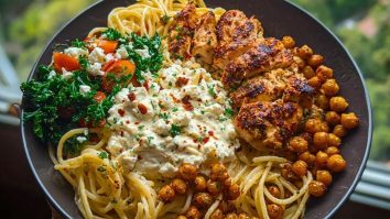 Creamy Cajun Chicken Pasta with Whipped Roasted Garlic Feta & Crispy Chickpeas 1