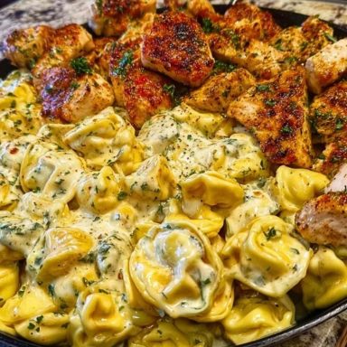 Creamy Cajun Chicken Tortellini in Velveeta Garlic Cheese Sauce