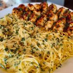 Creamy Garlic Parmesan Chicken with Cheesy Spaghetti