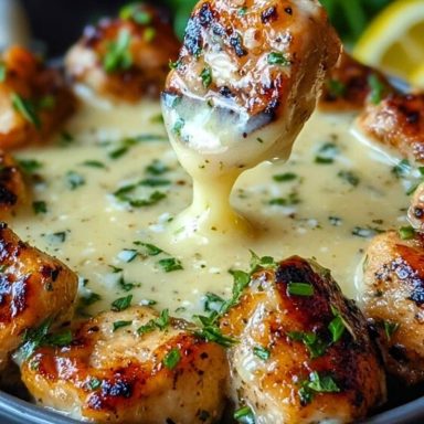 Creamy Garlic Sauce with Grilled Chicken Bites