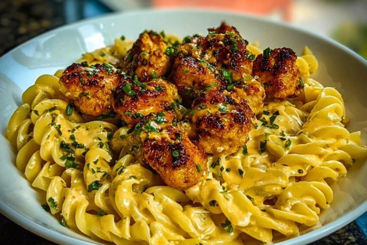 Creamy Jalapeño Garlic Chicken Bites with Twisted Cheddar Cajun Pasta 1