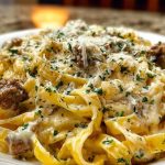 Creamy Parmesan Beef Fettuccine with Garlic Butter Sauce
