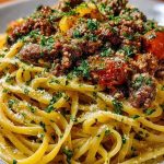 Creamy Parmesan Beef Linguine with Garlic Butter Sauce
