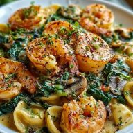 Creamy Spinach Mushroom Shrimp Shells