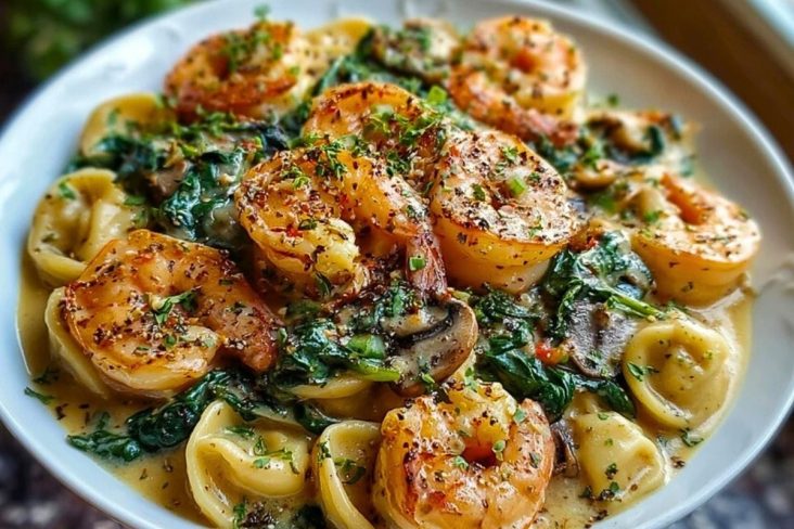 Creamy Spinach Mushroom Shrimp Shells