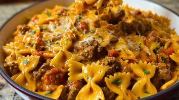 Creamy Velveeta Bowtie Pasta with Italian Beef Marinara